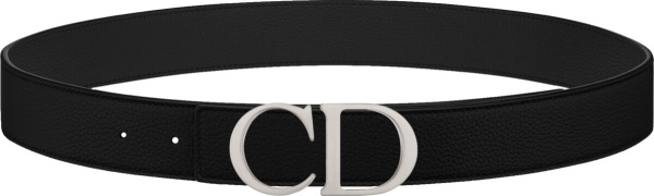 Dior Black And Silver Tone Cd Buckle Belt