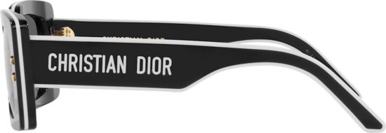 Dior Black And White Outlined Rectangular Sunglasses