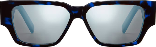 Dior Black Blue Marble And Square Mirrored Lens Cd Diamond Sunglasses
