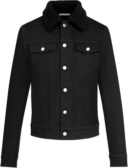 Dior Black Denim Jacket With Shearling Collar