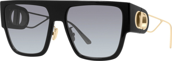 Dior Black Flat Top Oversized Square Cd Icon Hinge Sunglasses