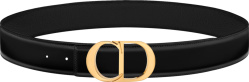 Dior Black Leather And Gold Cd Icon Buckle Belt
