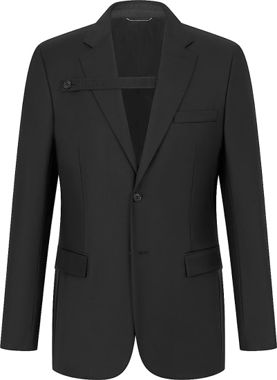 Dior Black Logo Strap Two Button Suit Jacket