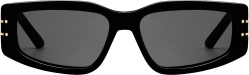 Dior Black Logo Stripe Geometric Rectangular Sunglasses