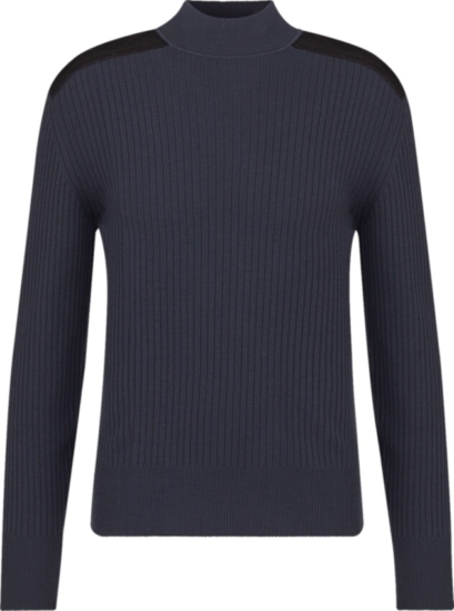 Dior Black Patch Navy Ribbed Sweater