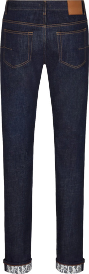 Dior Blue Denim Oblique Print Lined Pants