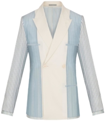 Dior Blue Double Breasted Blazer With White Lapels