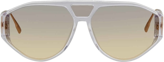 Dior Clear And Grey Geometric Aviator Sunglasses