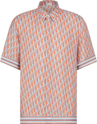 Coral Orange & White Oblique Silk Shirt
