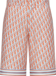 Coral Orange & White Oblique Shorts