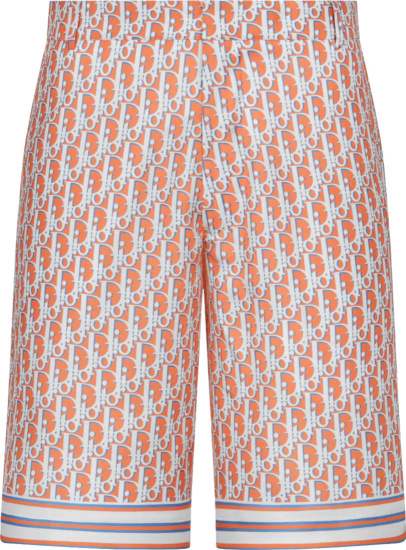 Dior Coral Orange And White Oblique Silk Shorts 013c121b4751 C280