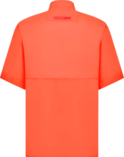 Dior Coral Orange Half Zip Nylon Taffeta Shirt