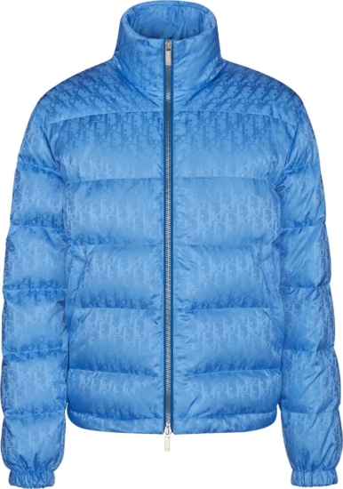 Dior Bright Blue Oblique Puffer Jacket | INC STYLE