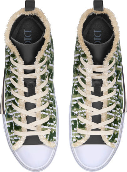 Dior Green Oblique Tapestery B23 High Top Sneakers