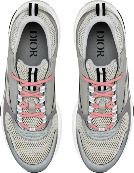 Dior Grey And Light Pink Lace B22 Sneakers