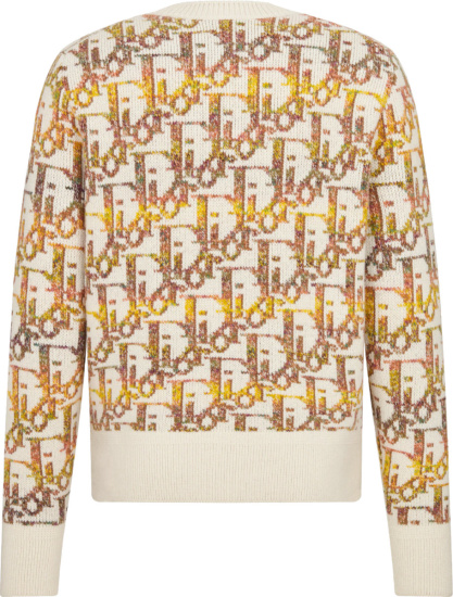 Dior Ivory And Multicolor Diagonal Oblique Sweater
