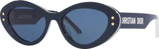 Dior Navy And White Cat Eye Oval Sunglasses