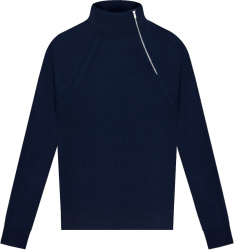 Dior Navy Blue Asymmetric Zip Pocket Sweater