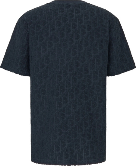 Dior Navy Terry Cotton Oblique Jacquard T Shirt