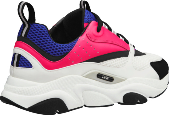 Dior Neon Pink Purple White And Black Low Top Chunky Sneakers
