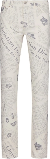 Dior Newspaper Print White Jeans