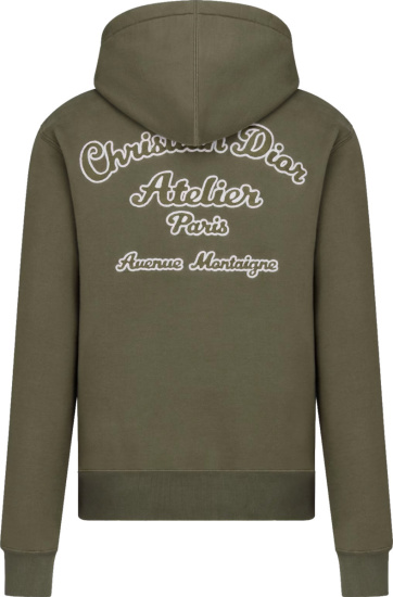 Dior Olive Green Christian Dior Atelier Logo Hoodie