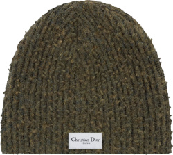 Dior Olive Green Christian Dior Couture Ribbed Knit Beanie 383mb01at547 C688