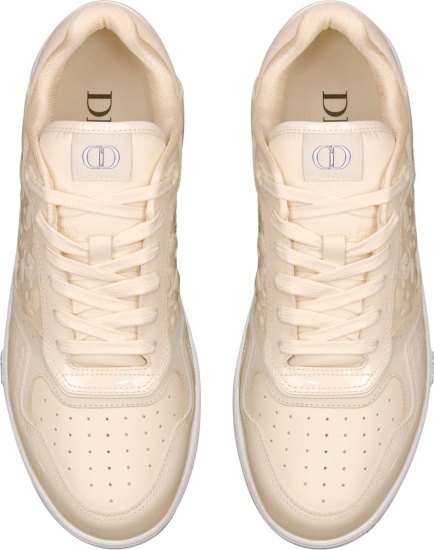 Dior Patent Cream Leather Low Top Sneakers