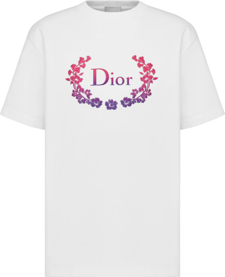 Dior Ski Capsule Collection White And Pink Gradient Logo T Shirt 313j696a0554 C089