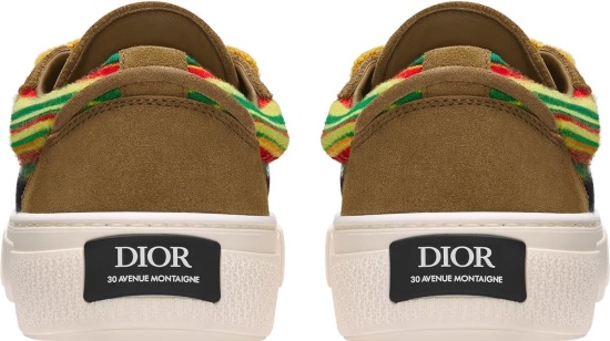 Dior Tears Brown Suede Yellow And Green Striped Low Tops Sneakers