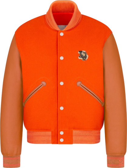 Dior Tears Orange And Brown Varsity Jacket