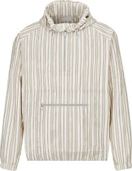 White & Beige Striped Anorak Jacket