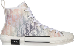 Dior White And Multicolor Oblique Canvas High Top Sneakers