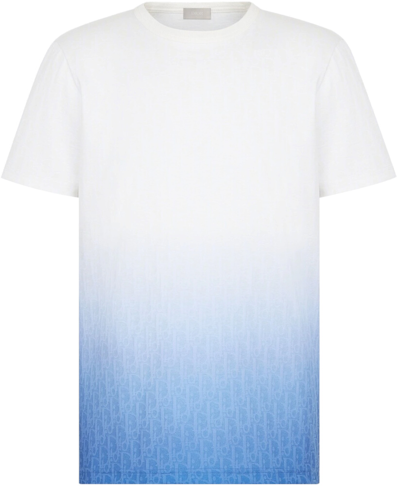 Dior White & Blue Gradient Oblique T-Shirt | Incorporated Style