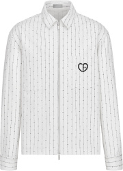 Dior White Cd Heart Pinstriped Overshirt Jacket