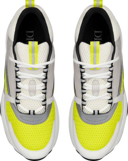 Dior White Grey Yellow B22 Sneakers