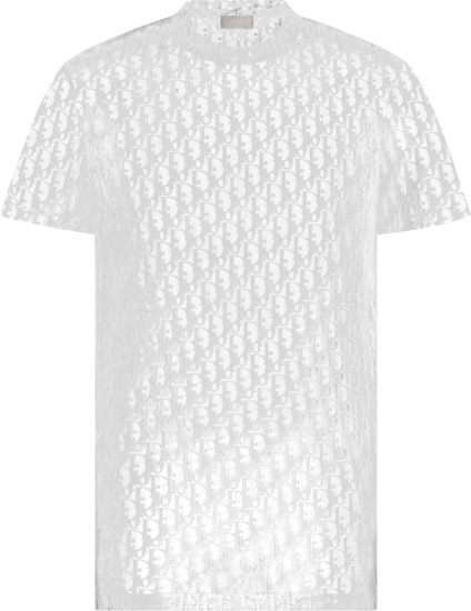 Dior White Mesh Oblique T Shirt