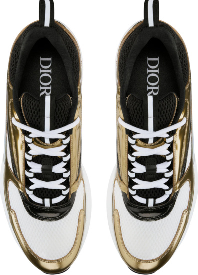 Dior White Metallic Gold Black B22 Sneakers