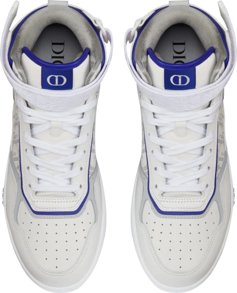 Dior White Purple Trim Galaxy Oblique High Top Sneakers