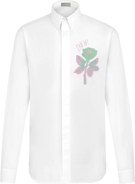 Dior X Alex Foxton Rose Embroidered White Shirt