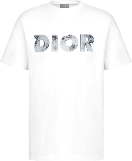Dior X Daniel Arsham White Eroded Logo T Shirt