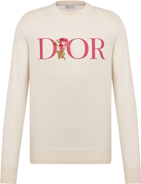 Dior X Jardin White Rose Logo Sweater