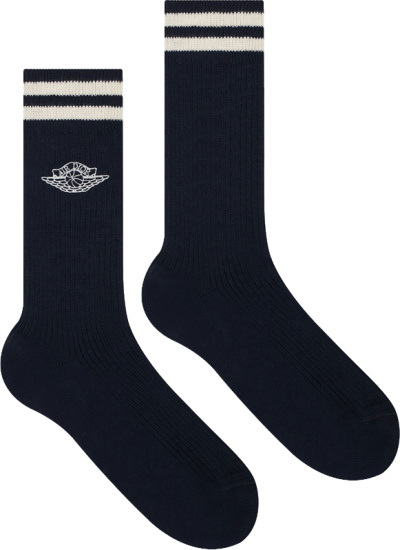 Dior X Jordan Navy Blue Wings Logo Socks