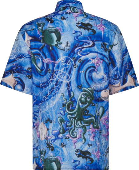 Dior X Kenny Scharf Blue Swirl Oblique Sea Life Shirt