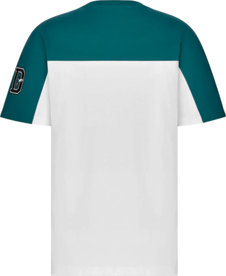 Dior X Kenny Scharf White And Teal Varsity Logo T Shirt