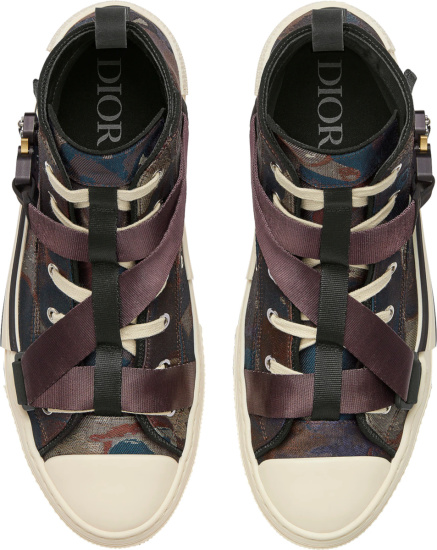 Dior X Peter Doig Brown Camouflage B23 High Top Sneakers
