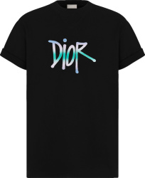 Dior X Shaw Black Spray Paint Logo T Shirt