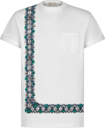Dior X Shawn Border Print White T Shirt