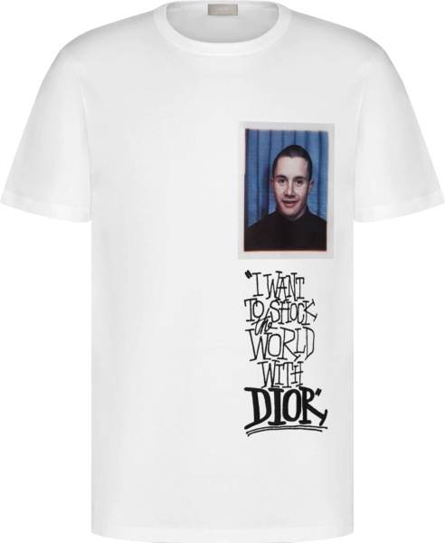 Dior X Shawn Stussy Kim Jones Portrait Print White Shock The World T Shirt