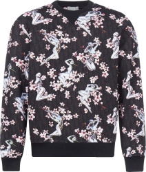Dior X Sorayama Black Oblique And Allover Metallic Robot And Cherry Blossom Print Sweatshirt